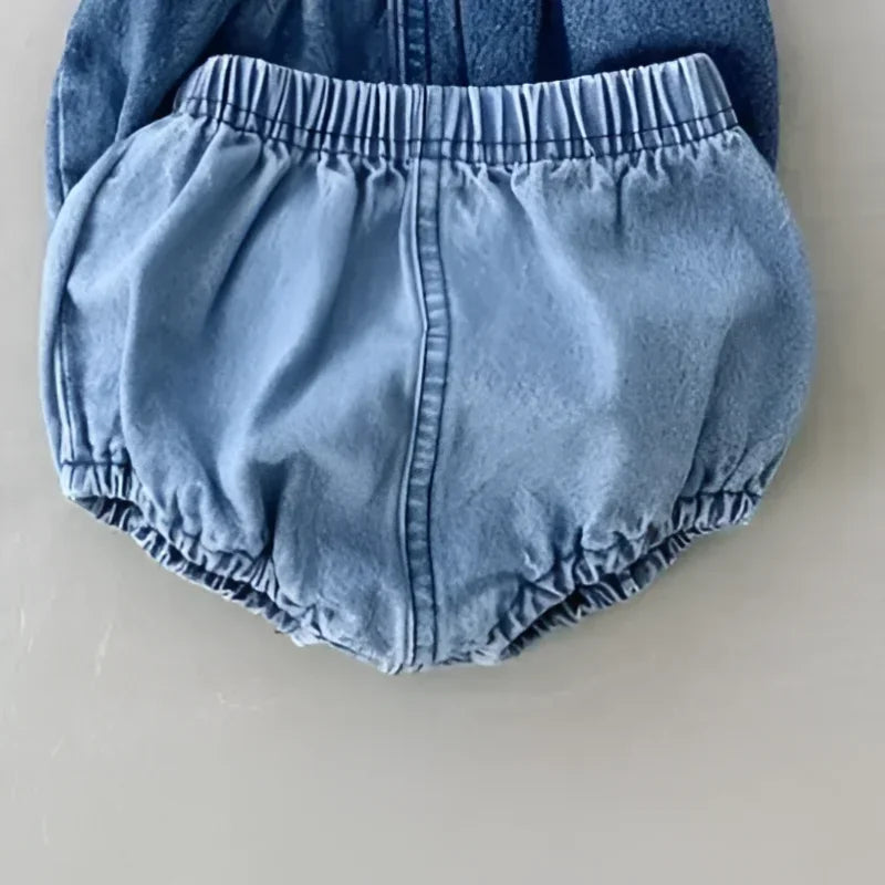 Shorts Infantil Bloomer Baby Denim Azul Lenogue Mod. a / 6-12 Meses