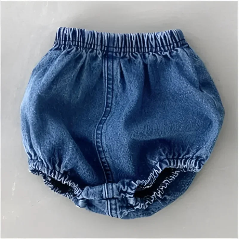 Shorts Infantil Bloomer Baby Denim Azul Lenogue Mod. b / 6-12 Meses