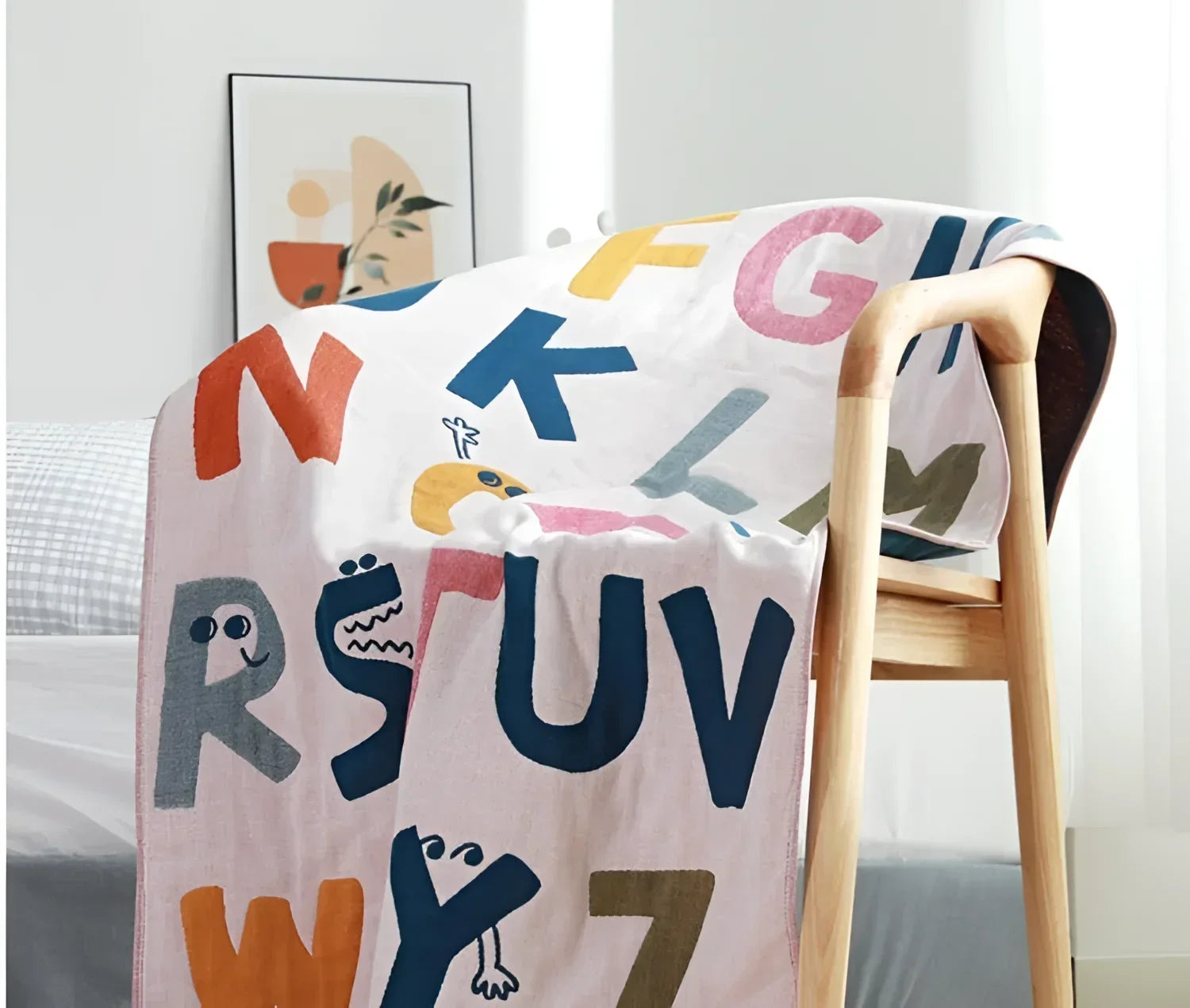 Toalha Infantil Alfabeto Unissex Colorida Lenogue / 70cm x 140 Cm