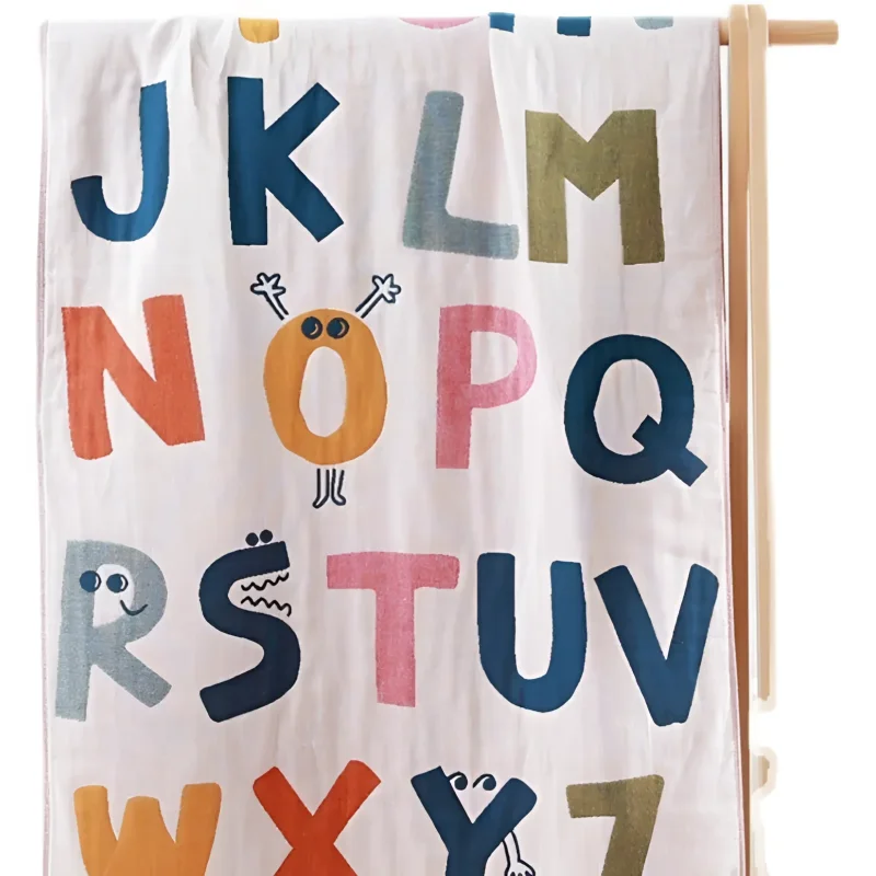 Toalha Infantil Alfabeto Unissex Colorida Lenogue / 70cm x 140 Cm
