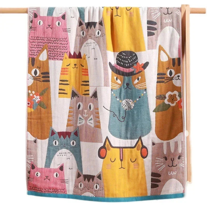 Toalha Infantil Gatinho Estampado Lenogue Gatinhos Coloridos / 70cm x 140cm
