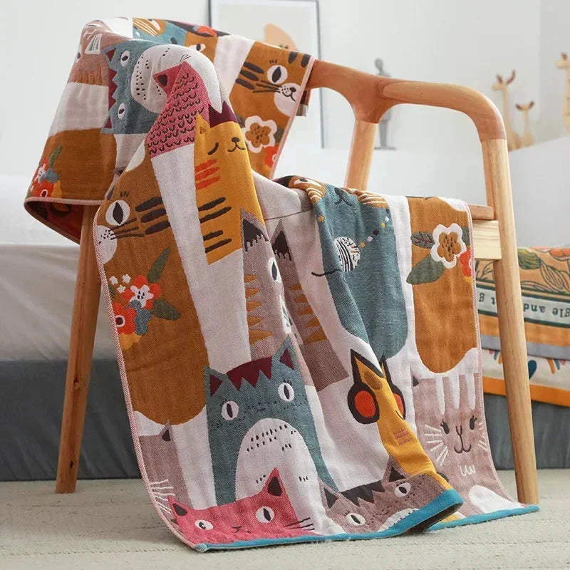 Toalha Infantil Gatinho Estampado Lenogue Gatinhos Coloridos / 70cm x 140cm