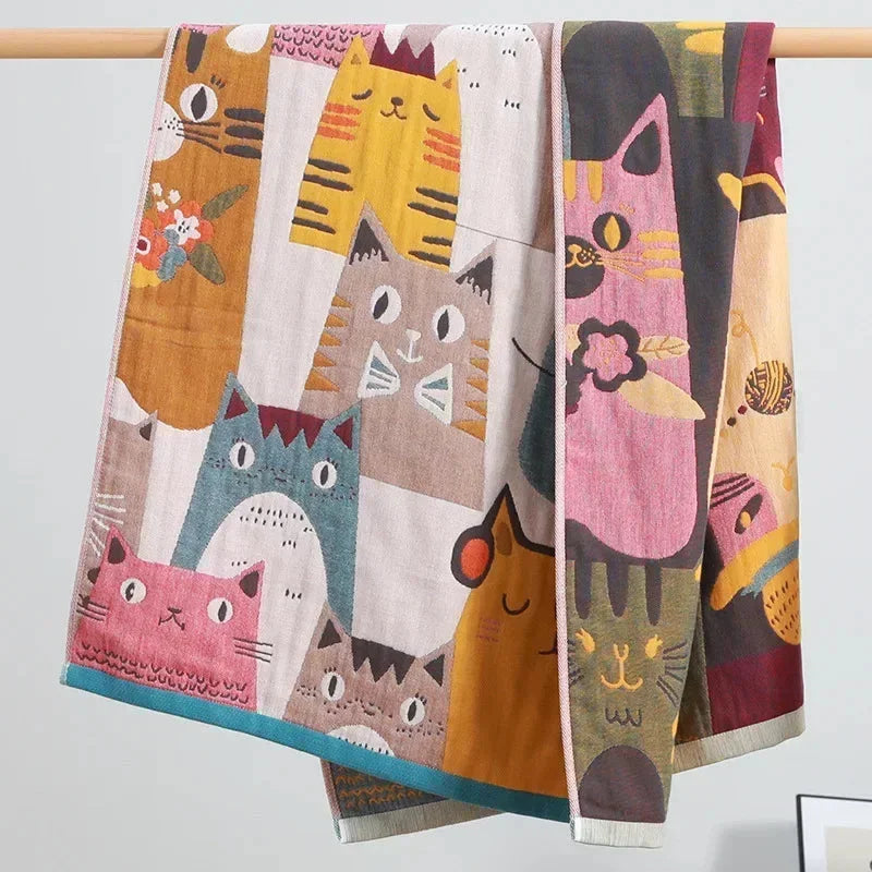 Toalha Infantil Gatinho Estampado Lenogue Gatinhos Coloridos / 70cm x 140cm