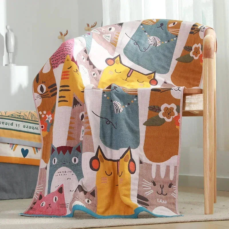 Toalha Infantil Gatinho Estampado Lenogue Gatinhos Coloridos / 70cm x 140cm