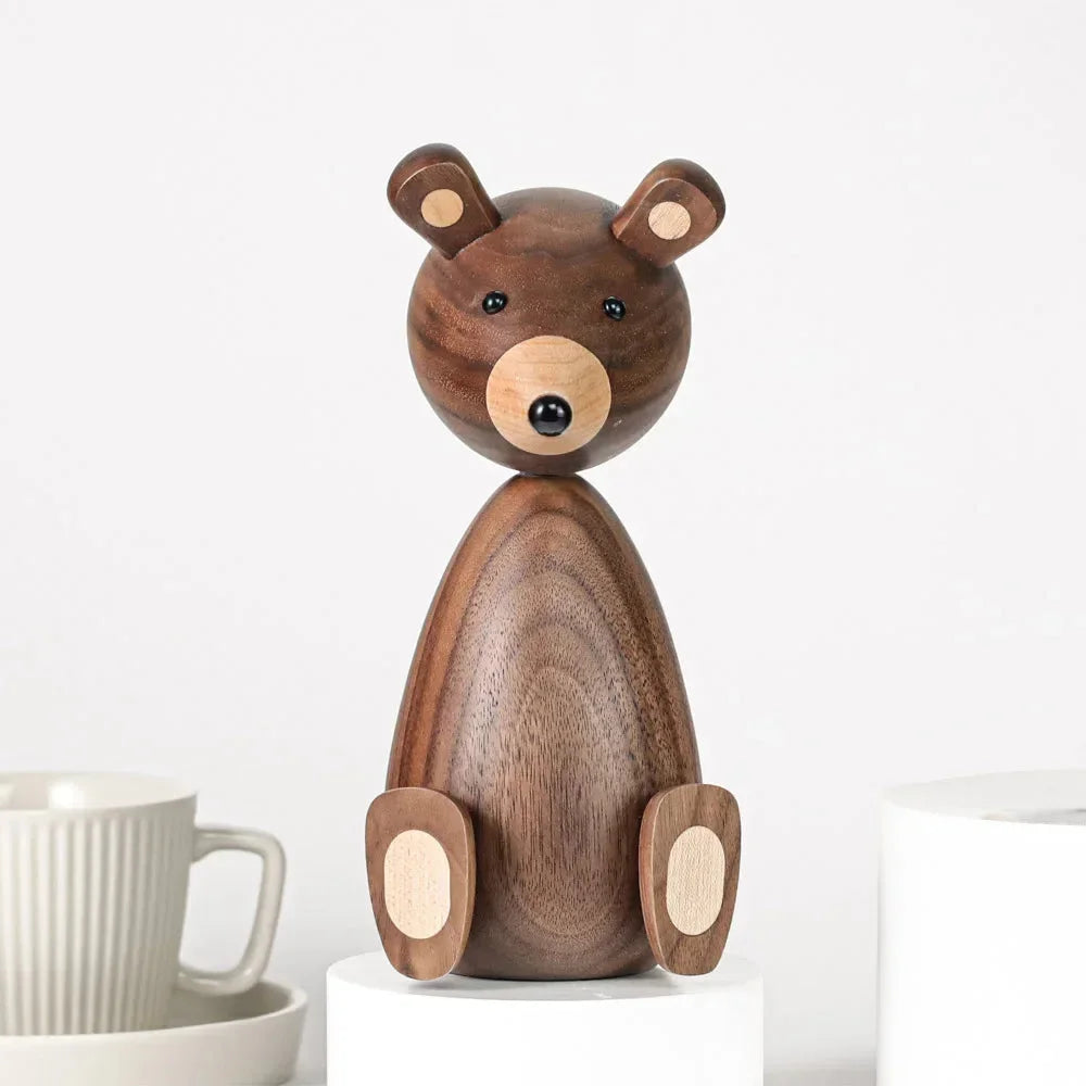 Urso Infantil Teodoro Madeira Natural Lenogue Marrom Grande