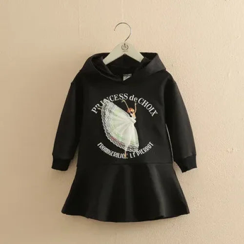 Vestido Elegante de Moletom com Capuz Isadora Lenogue Preto / 1-2
