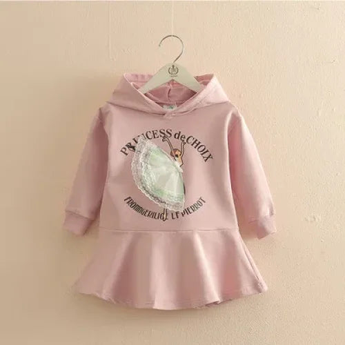 Vestido Elegante de Moletom com Capuz Isadora Lenogue Rosa / 1-2