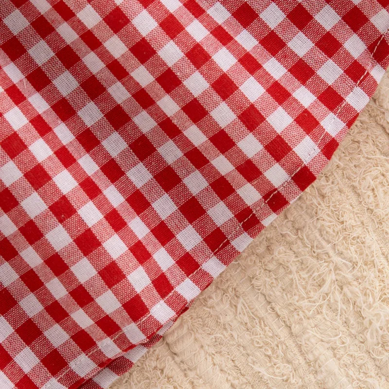 Vestido Infantil Algodão Xadrez Vermelho Morango Lenogue