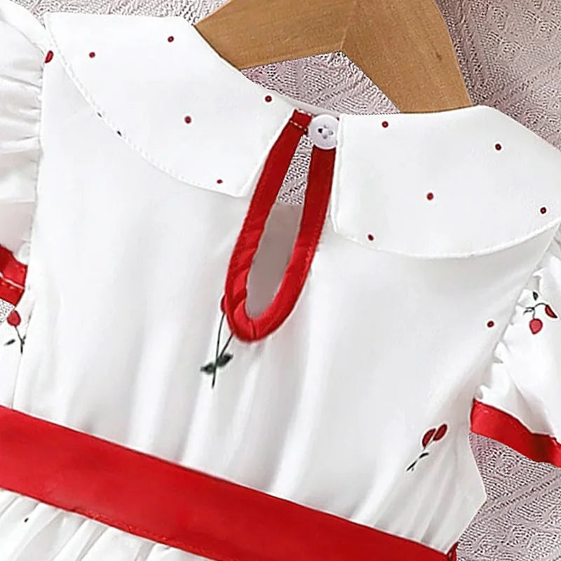Vestido Infantil Estampa Floral Manga Curta Lenogue
