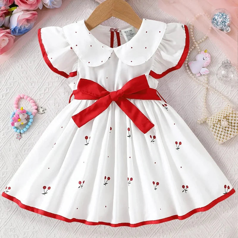 Vestido Infantil Estampa Floral Manga Curta Lenogue