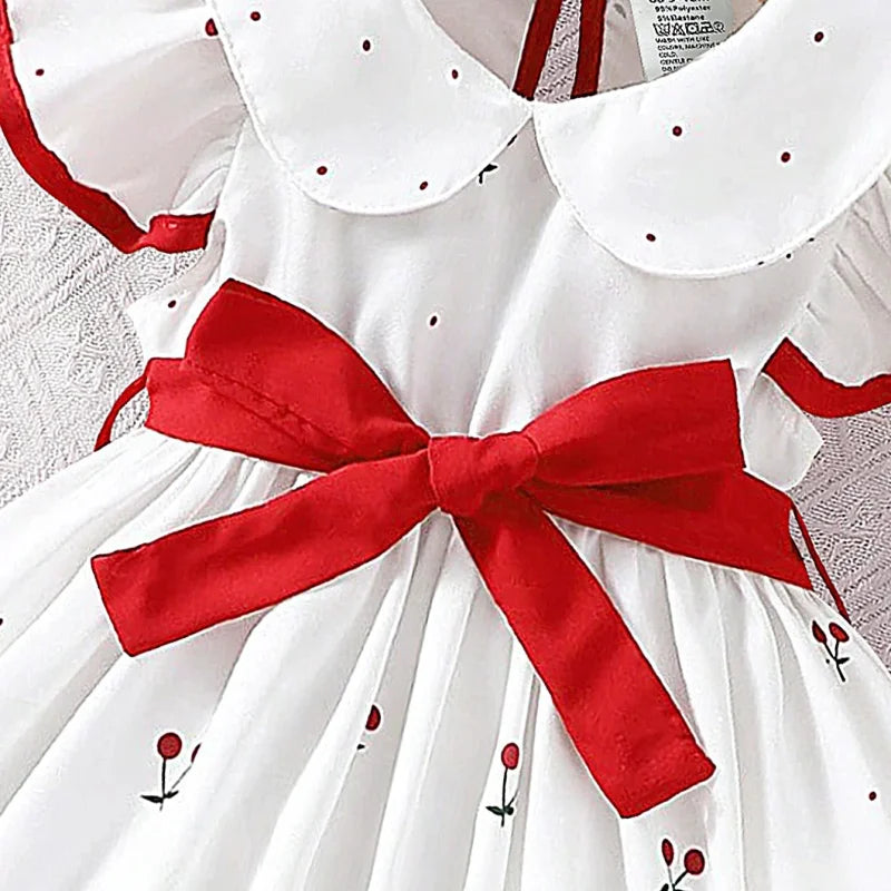 Vestido Infantil Estampa Floral Manga Curta Lenogue