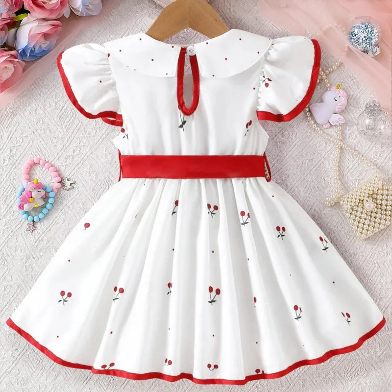 Vestido Infantil Estampa Floral Manga Curta Lenogue
