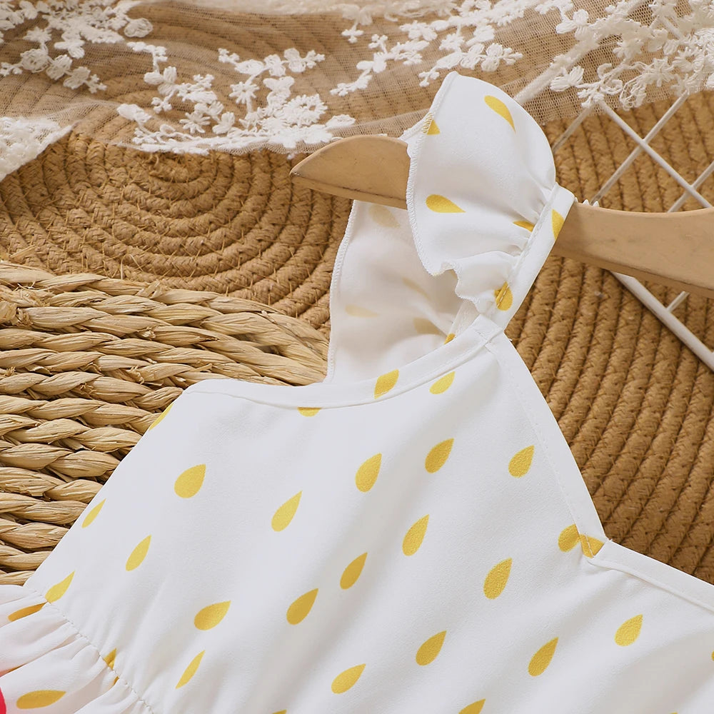 Vestido Infantil Estampado Verão Casual Branco Rêve Lenogue