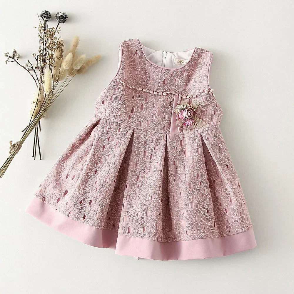 Vestido Infantil Estilo Princesa sem Manga para Festa Lenogue