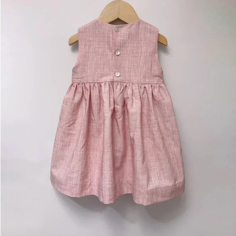 Vestido Infantil Feminino Algodão Mimi Rosa Lenogue