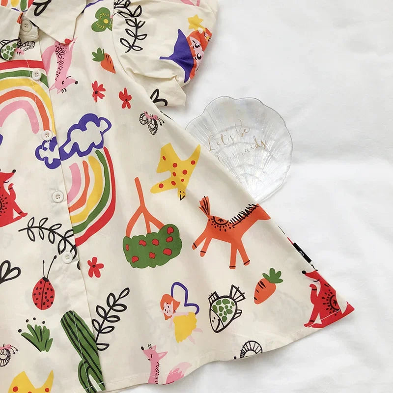Vestido Infantil Feminino Audrey Estampado Lenogue