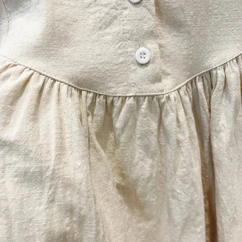 Vestido Infantil Feminino Bordado Abigail Bege Lenogue