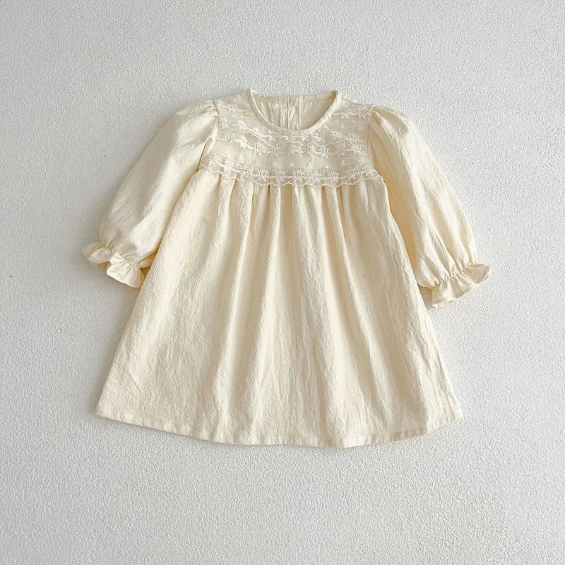 Vestido Infantil Feminino Catarina Bege Lenogue