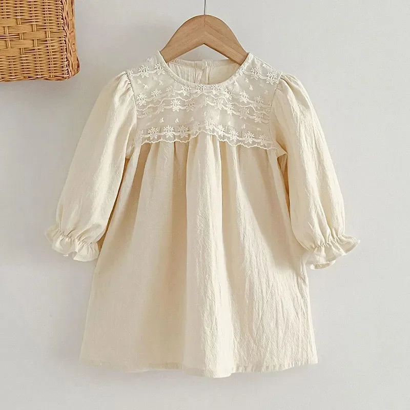 Vestido Infantil Feminino Catarina Bege Lenogue 18-24 Meses
