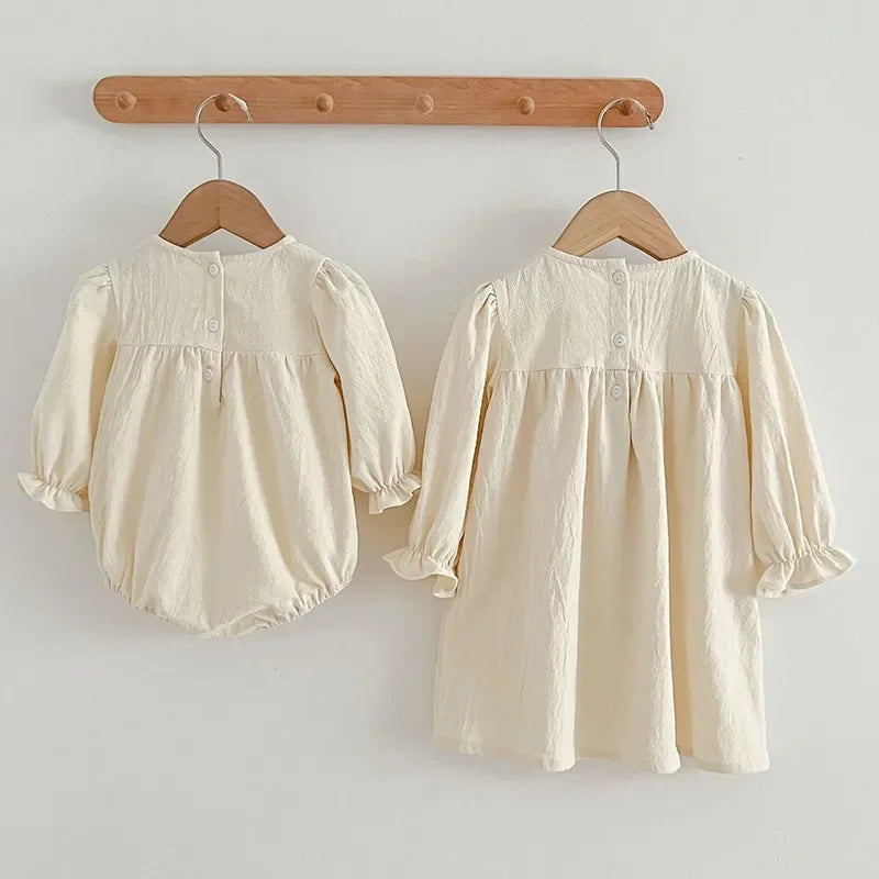 Vestido Infantil Feminino Catarina Bege Lenogue