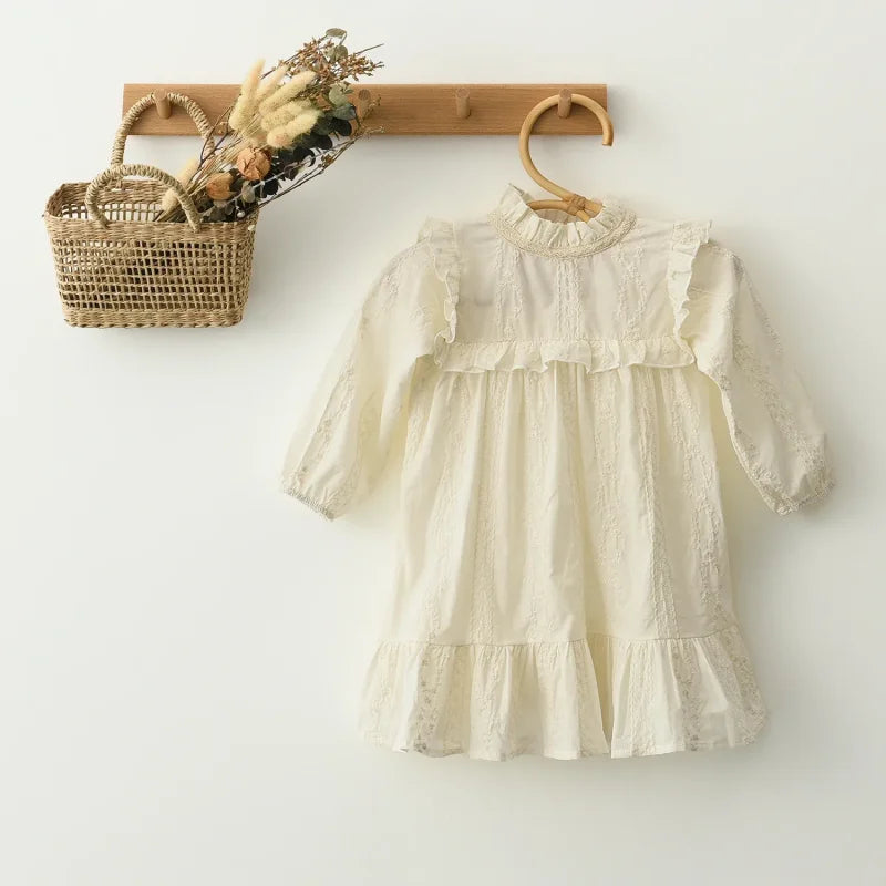Vestido Infantil Feminino Clarice Lenogue Bege / 3-6 Meses