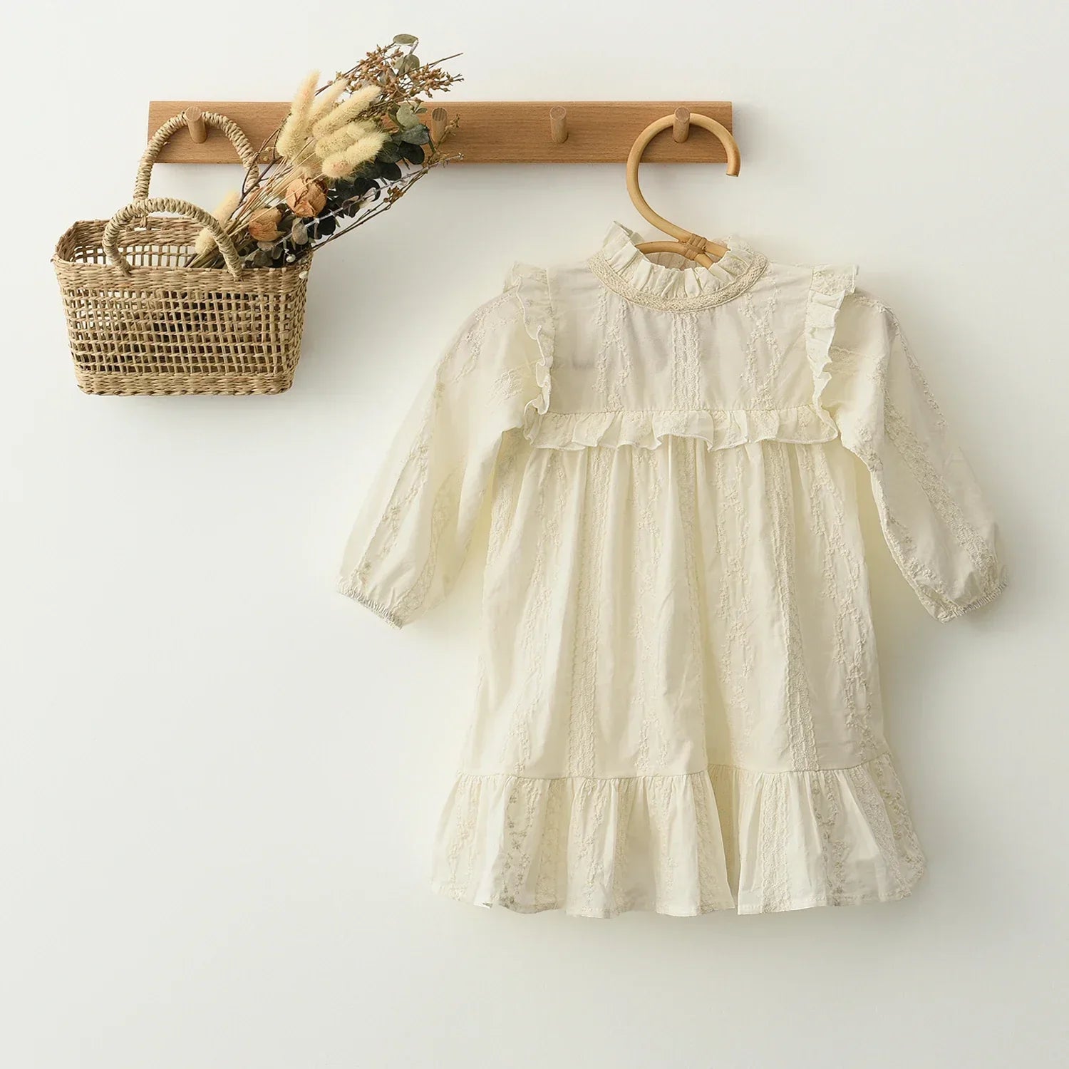 Vestido Infantil Feminino Clarice Lenogue Bege / 3-6 Meses