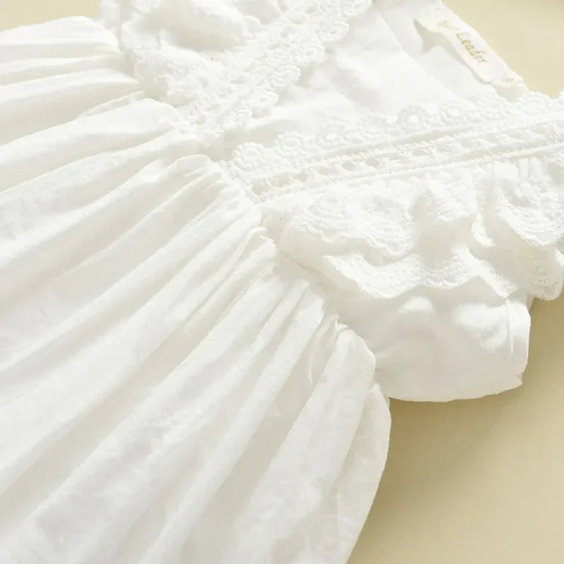 Vestido Infantil Feminino Sophie Plissado Branco Lenogue