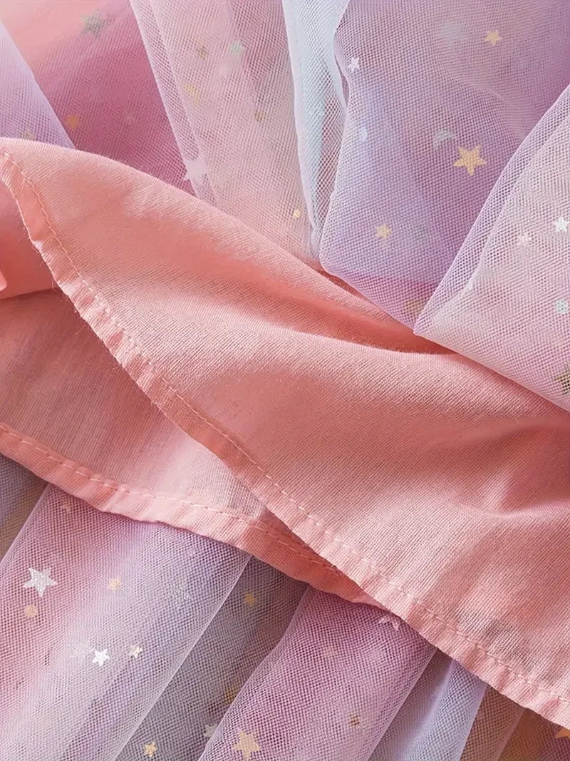 Vestido Infantil Feminino Tule Colorido Lenogue