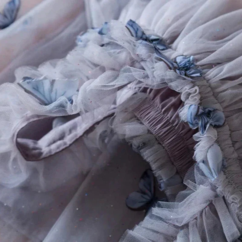 Vestido Infantil Feminino Tutu Azul Lenogue