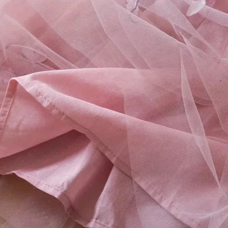 Vestido Infantil Feminino Tutu Borboleta Rosa Lenogue