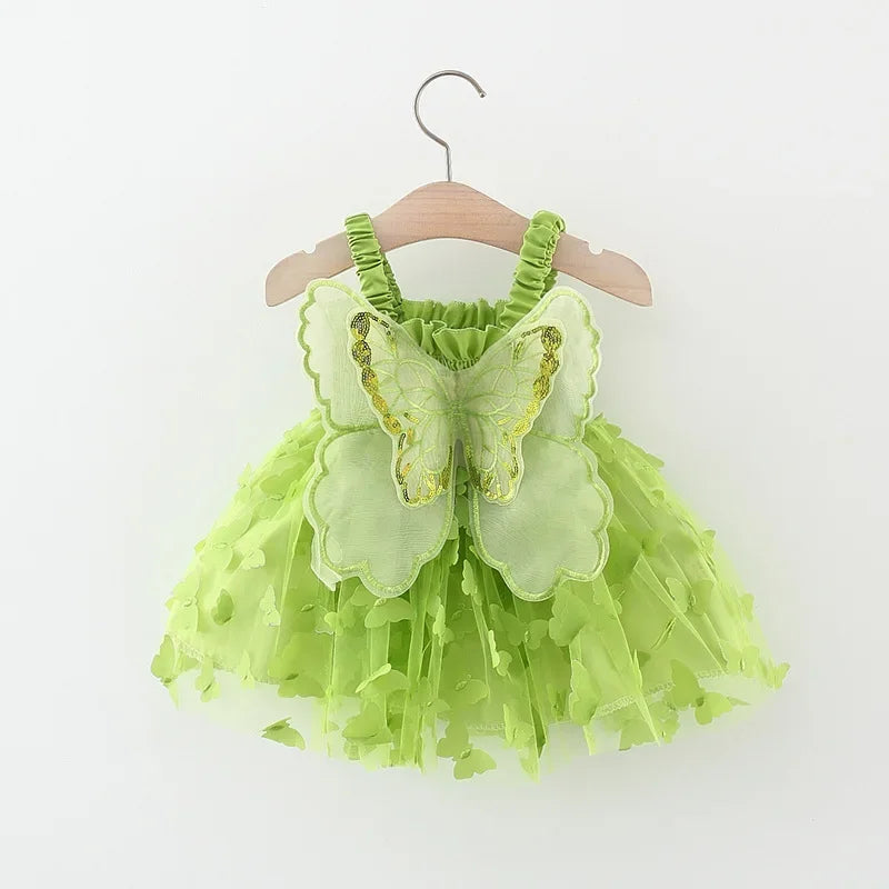 Vestido Infantil Feminino Tutu Fada Lenogue Verde / 6-12 Meses