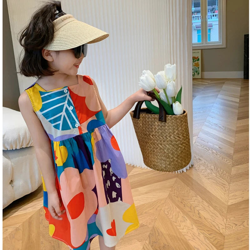 Vestido Infantil Menina Verão Listrado Casual Lenogue