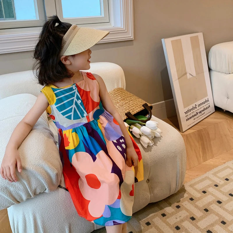 Vestido Infantil Menina Verão Listrado Casual Lenogue