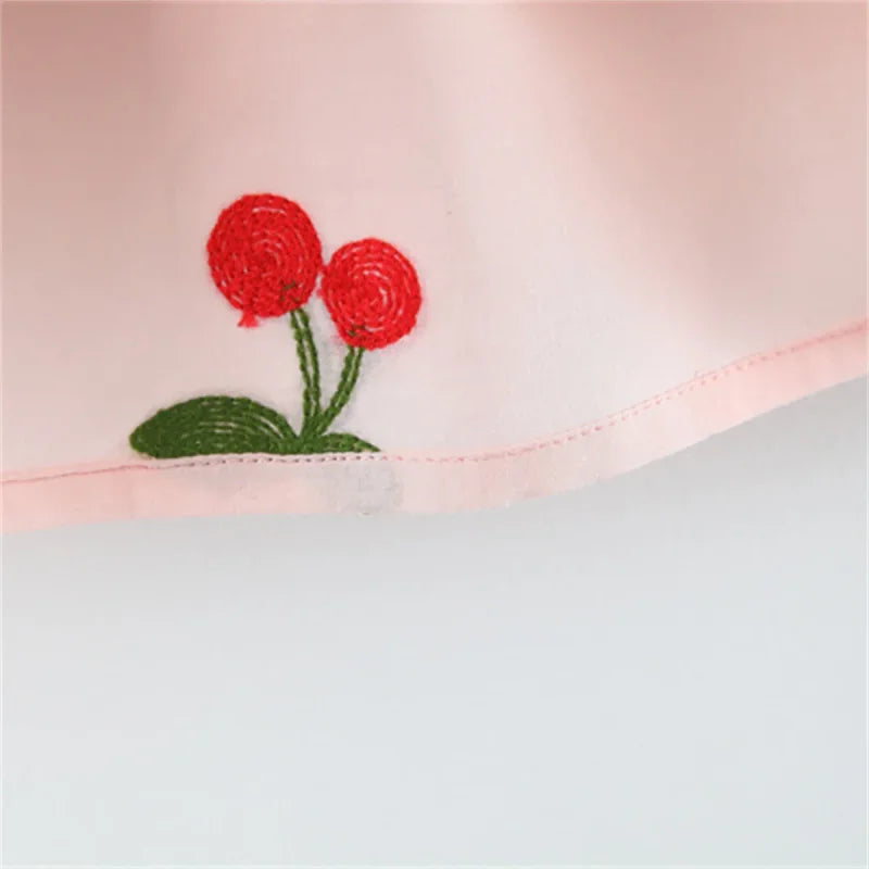 Vestido Infantil Princesa Bordado Cereja Manga Bufante Lenogue