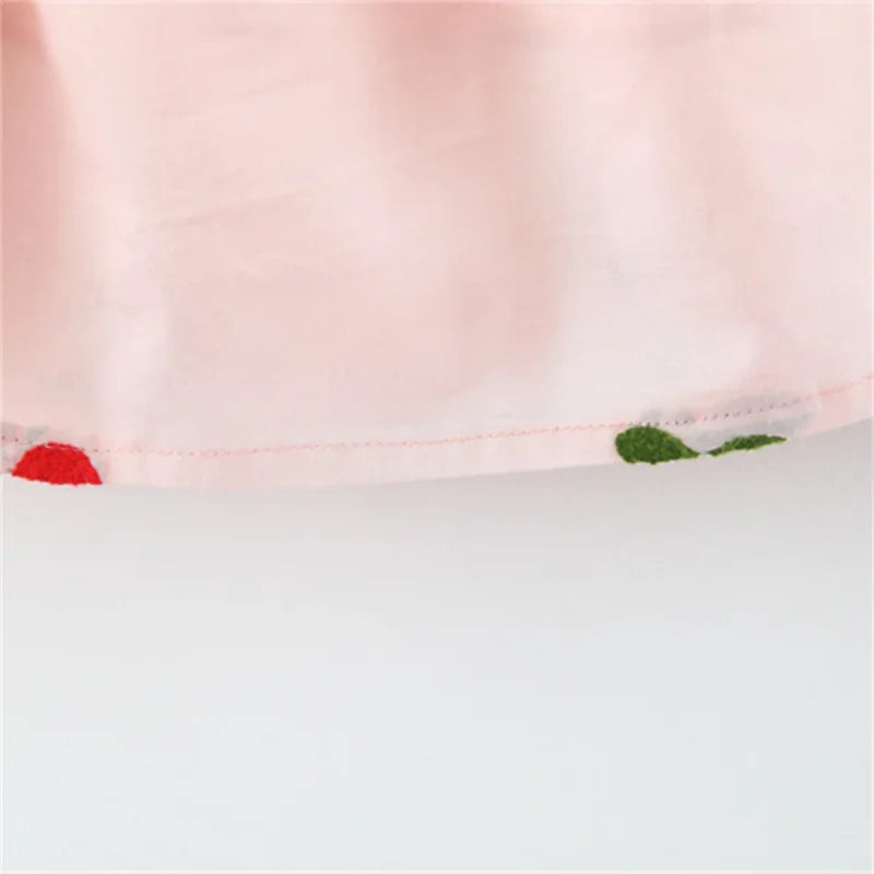 Vestido Infantil Princesa Bordado Cereja Manga Bufante Lenogue