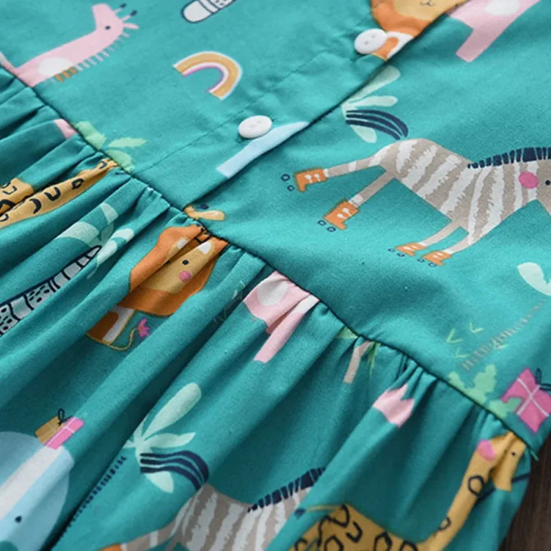 Vestido Infantil Princesa Cartoon Floral Lenogue