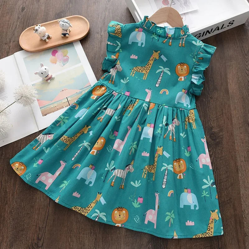 Vestido Infantil Princesa Cartoon Floral Lenogue
