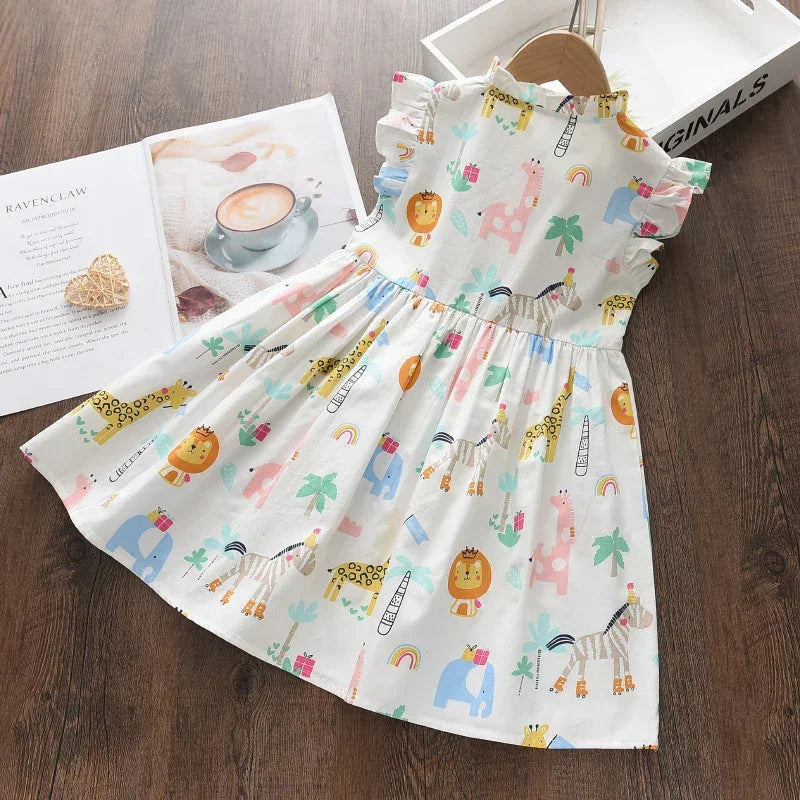 Vestido Infantil Princesa Cartoon Floral Lenogue