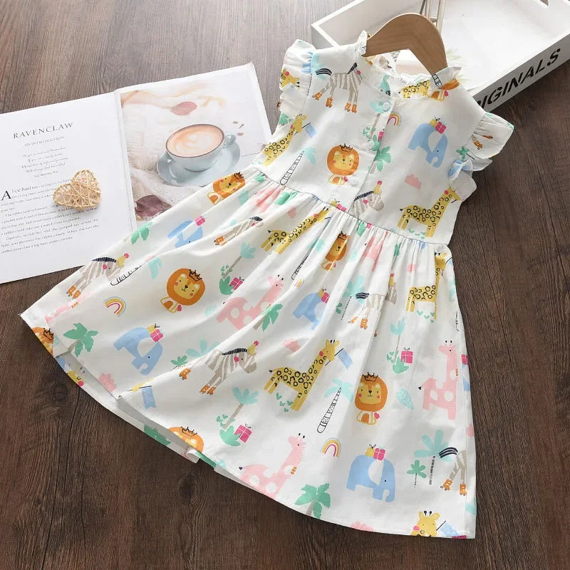 Vestido Infantil Princesa Cartoon Floral Lenogue Branco / 3-4