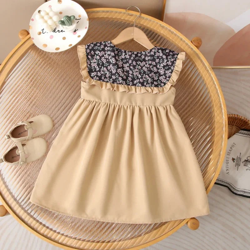 Vestido Infantil Princesa Gola Marinheiro Floral Lenogue