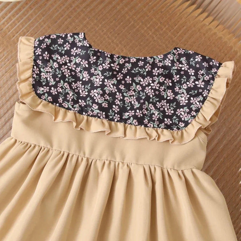 Vestido Infantil Princesa Gola Marinheiro Floral Lenogue