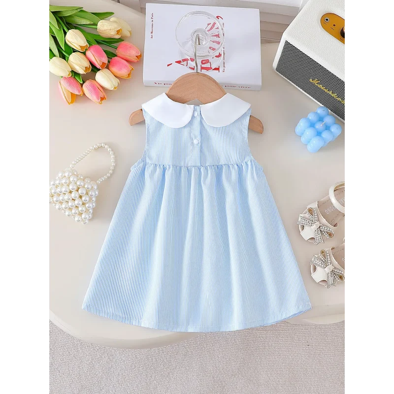 Vestido Infantil Tricot sem Manga com Botões Lenogue