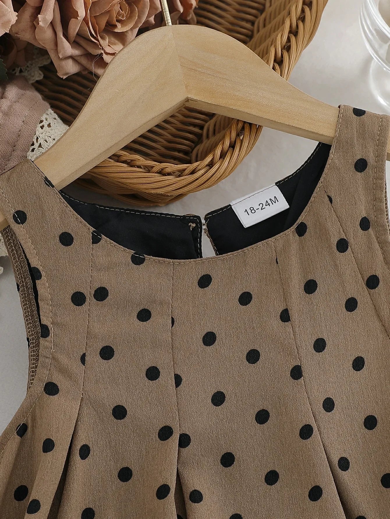 Vestido Infantil Vintage Poá sem Manga Casual Lenogue