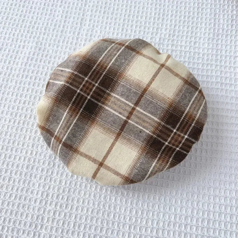 Vestido Infantil Xadrez Manga Longa com Cinto e Chapéu Lenogue