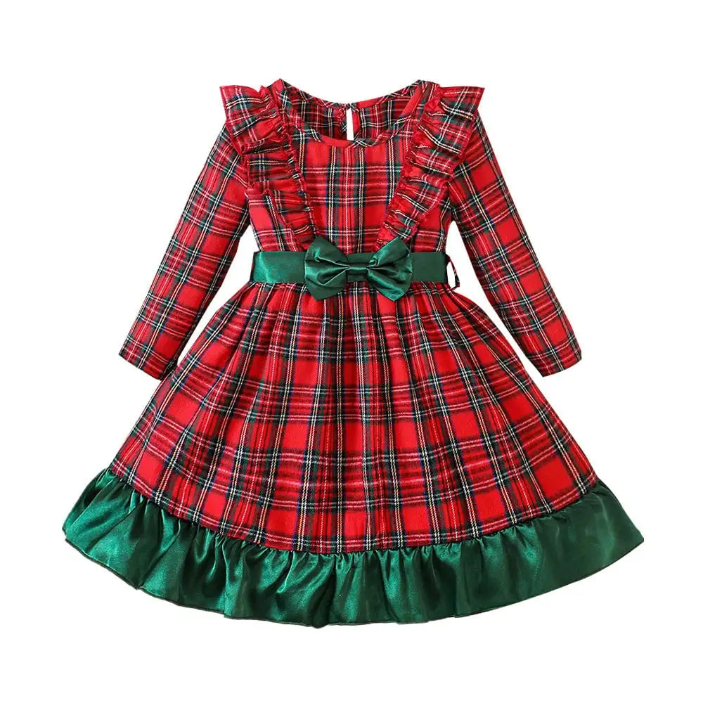 Vestido Infantil Xadrez Manga Longa Gola Redonda Étoile Lenogue