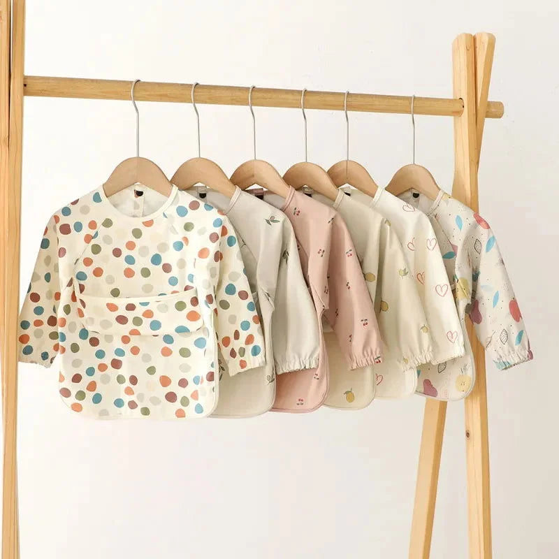 Avental Babador Infantil Unissex Impermeável com Bolso para Alimentação