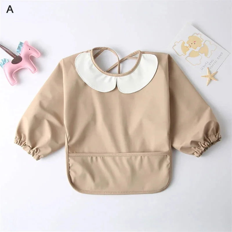 Babador Infantil Pu para Refeições e Pintura Azul Lenogue Bege / p (6-12 Meses)