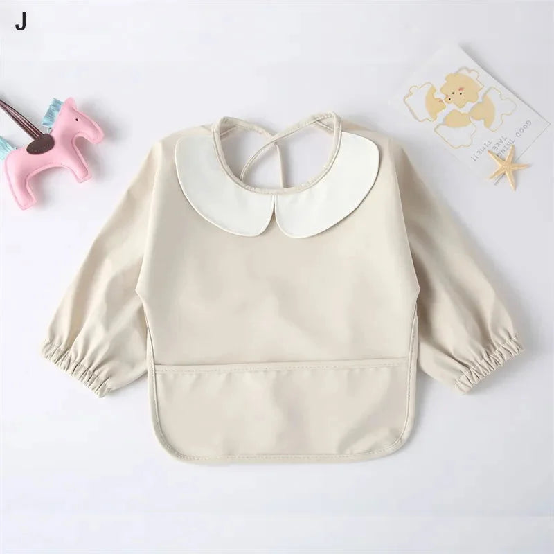Babador Infantil Pu para Refeições e Pintura Azul Lenogue Creme / p (6-12 Meses)