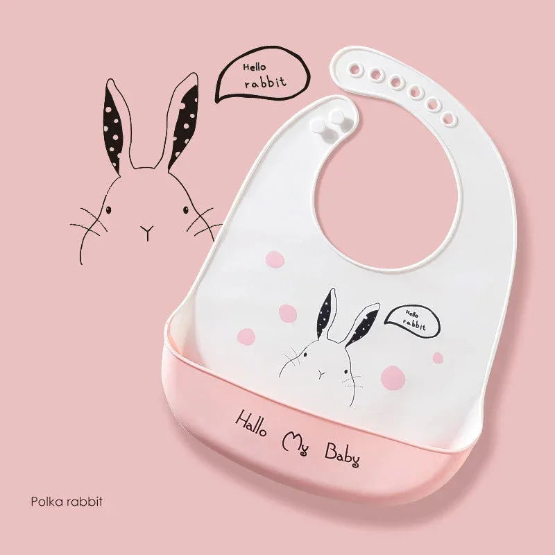 Babador Infantil Silicone à Prova D’água Rosa Lenogue Ratinho / Sílica Gel / 30 x 21 Cm