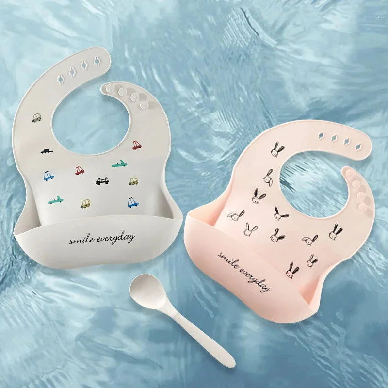 Babador Infantil Silicone à Prova D’água Rosa Elegante para Bebês